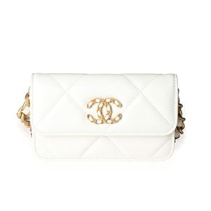 Chanel White Quilted Lambskin Chanel 19 Mini Flap Bag